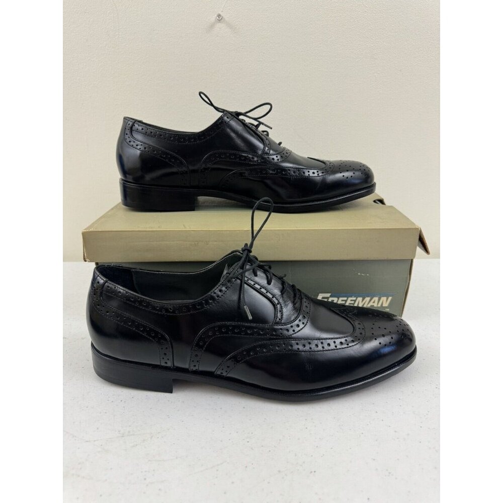 Freeman Wesley Black Leather  Men’s Dress Oxfords Size 11 M